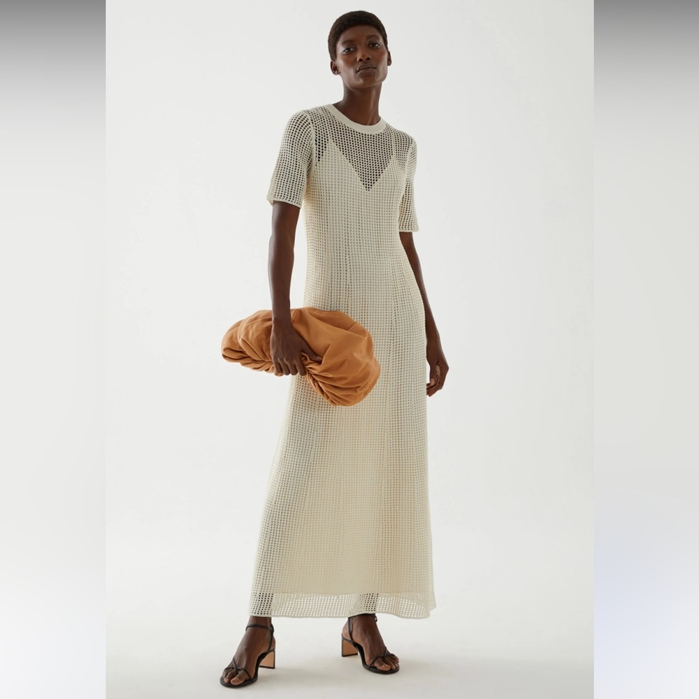 COS Cream Mesh Maxi Dress
